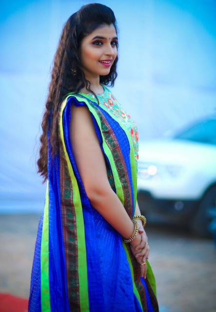 Telugu TV Anchor Syamala Hot Looking In Blue Lehenga Choli 17